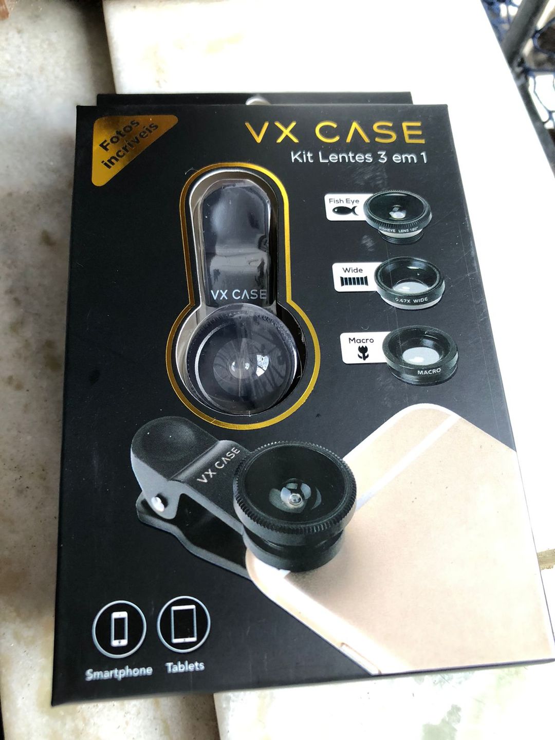 Customer photo review of Kit de Lentes 3 em 1 para Câmera de Celular VX Case