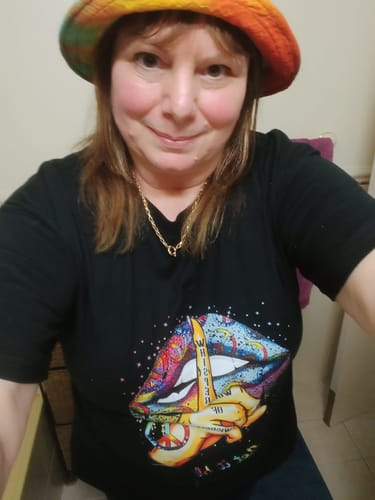 Customer photo review of Whisper Words of Wisdom Round Neck T-shirt- Black