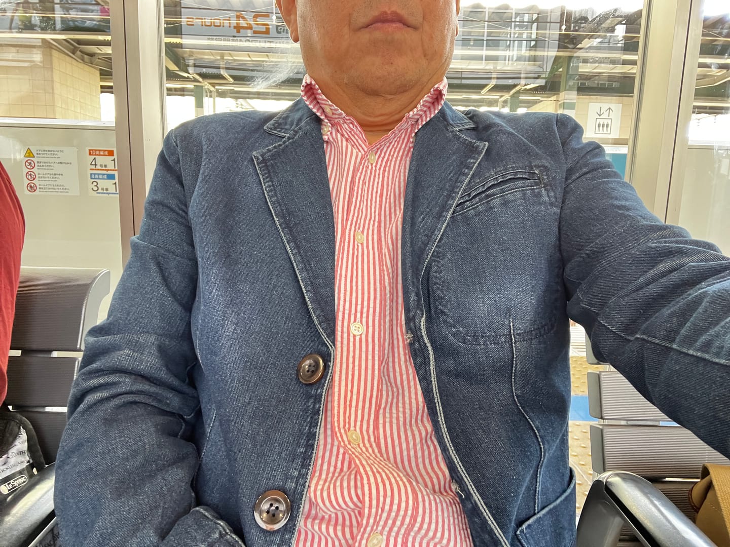 Customer photo review of 裏マルチストライプ柄　デニムブレザージャケット