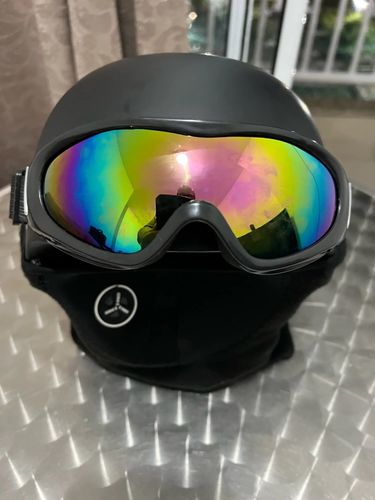 Customer photo review of Casque de Ski Femme Blanc Floral + Lunette & Masque