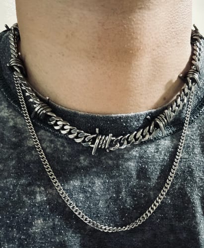 Customer photo review of Barbed Wire Cuban Necklace