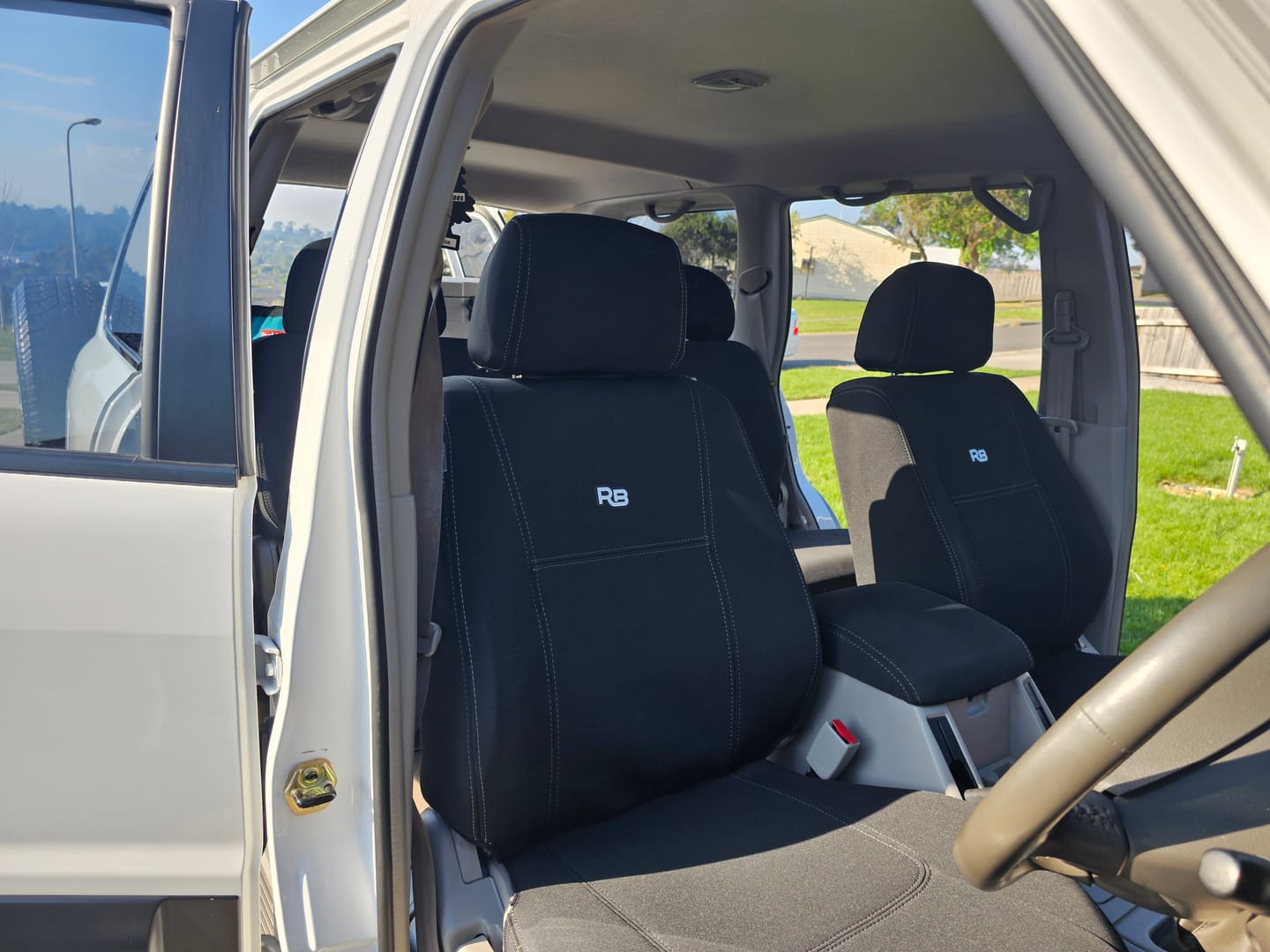 Customer photo review of Nissan Patrol GU Wagon Neoprene 2x Front Seat Covers (Available)