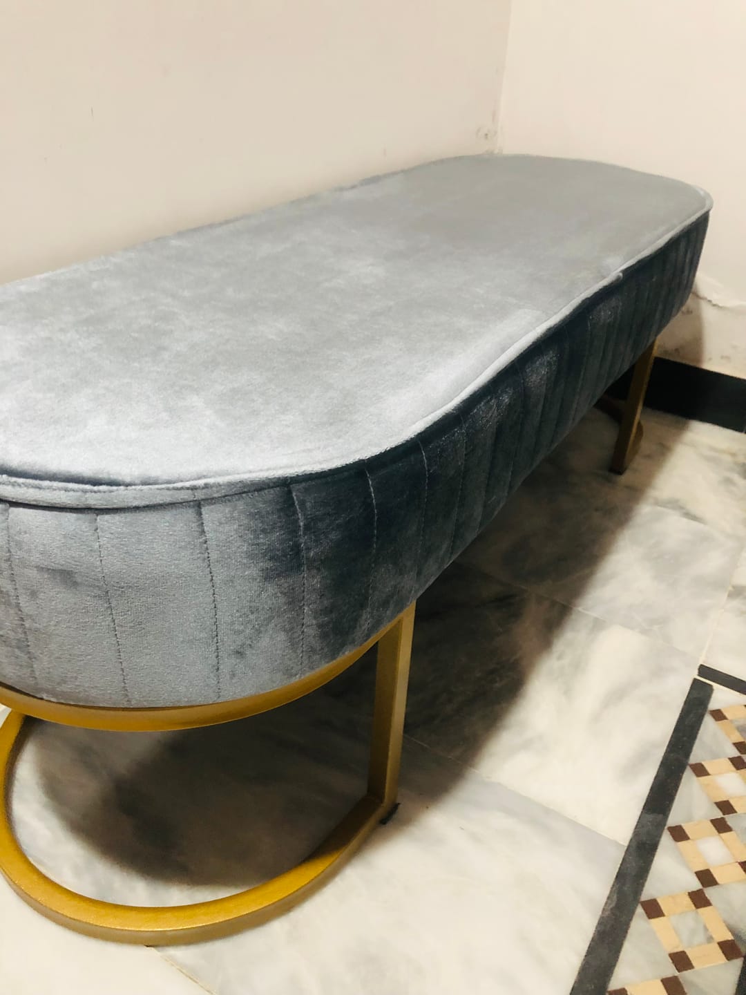 Customer photo review of Luxury 3 Seater Bedroom Steel Stool -985