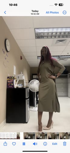 Customer photo review of From Work To Happy Hour Ribbed Dress Set (Dusty Olive)