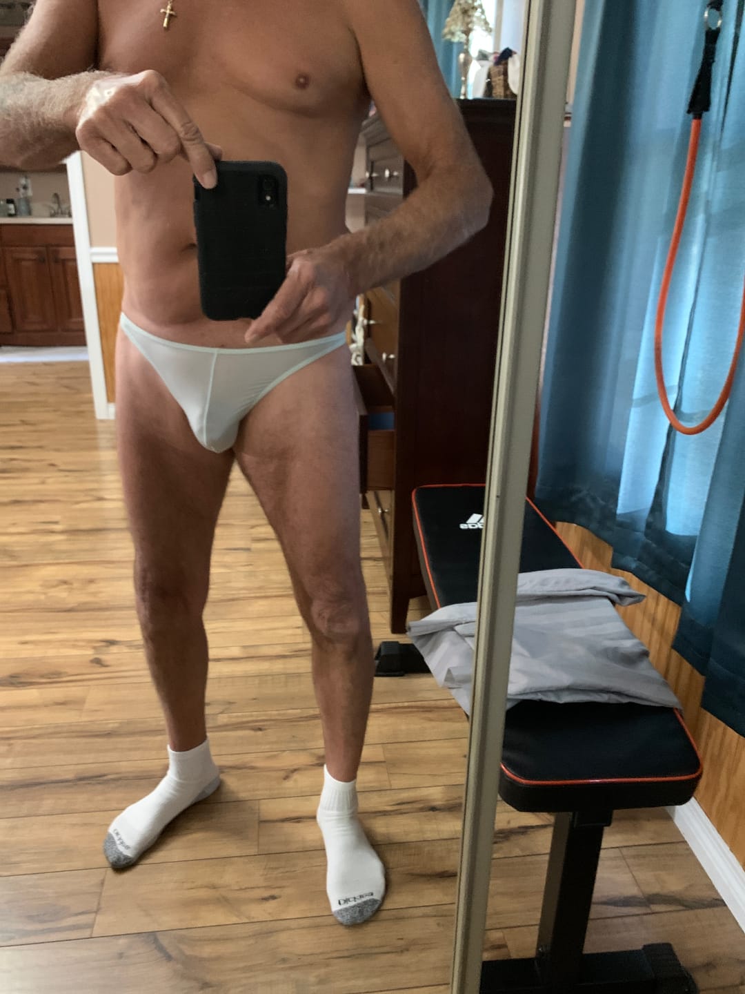 Customer photo review of 4 Pack Men's Sexy Pouch T-Back Thongs