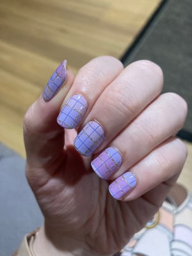 Customer photo review of Sweet Cheeks | Tartan Purple Nail Polish Wrap