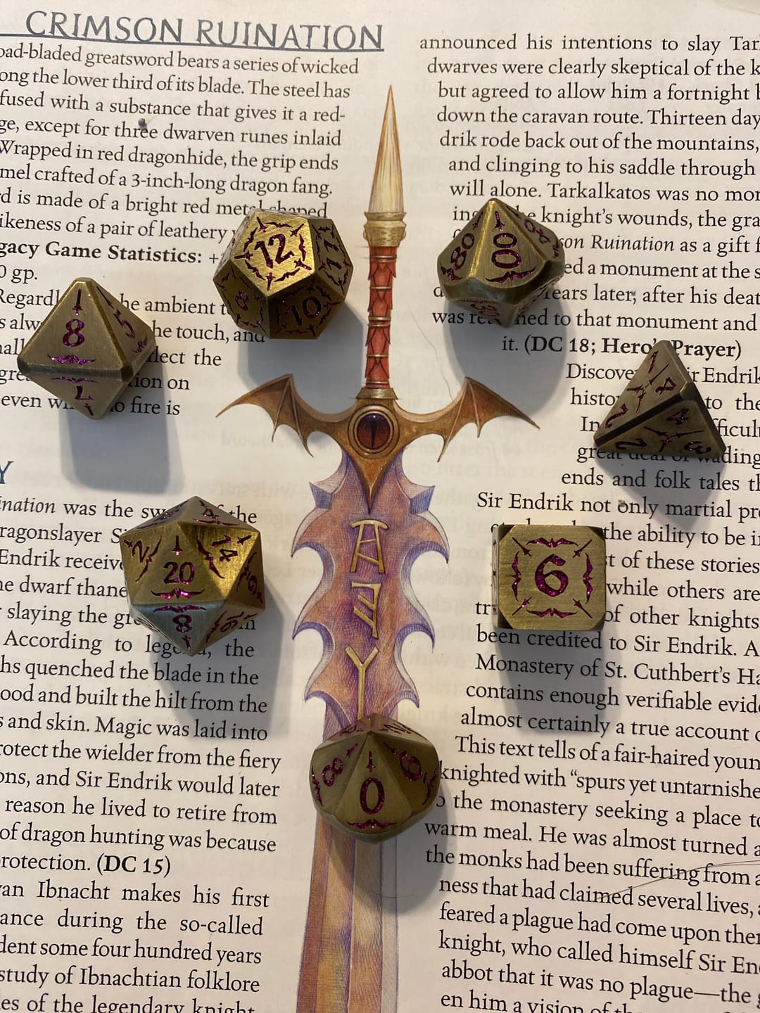 Customer photo review of Blade of the Maiden Metal Dice Set