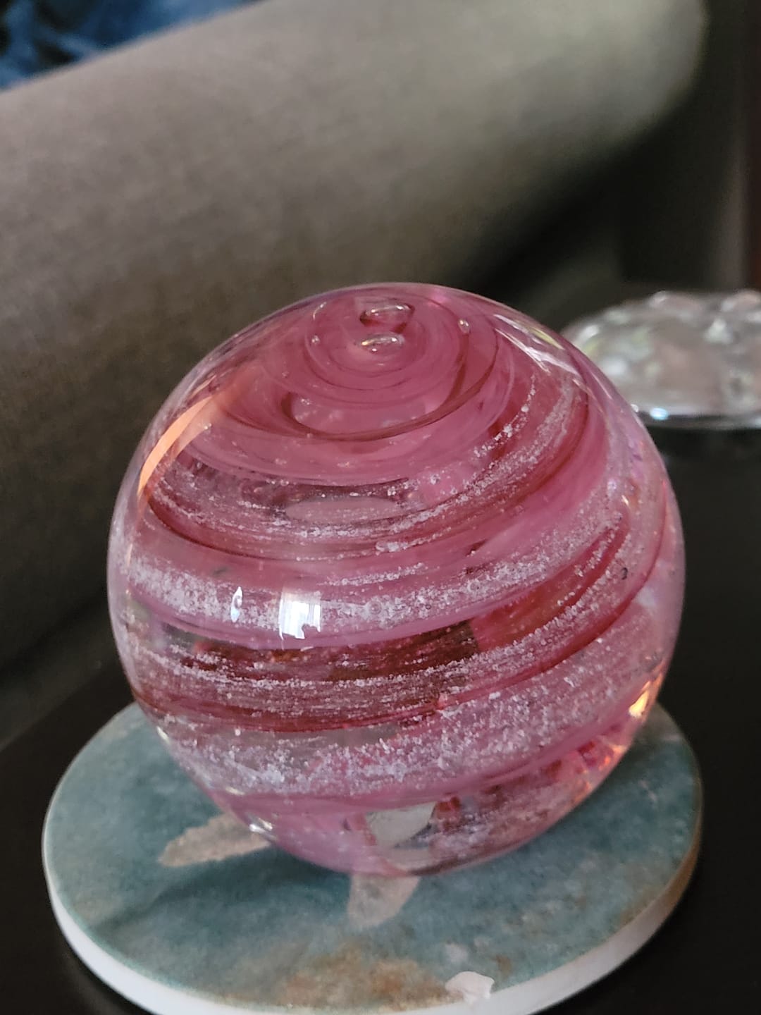 Customer photo review of Tranquil Swirl Paperweight with Cremation Ash