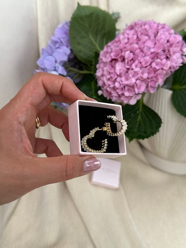 Customer photo review of Amor Heart Hoops