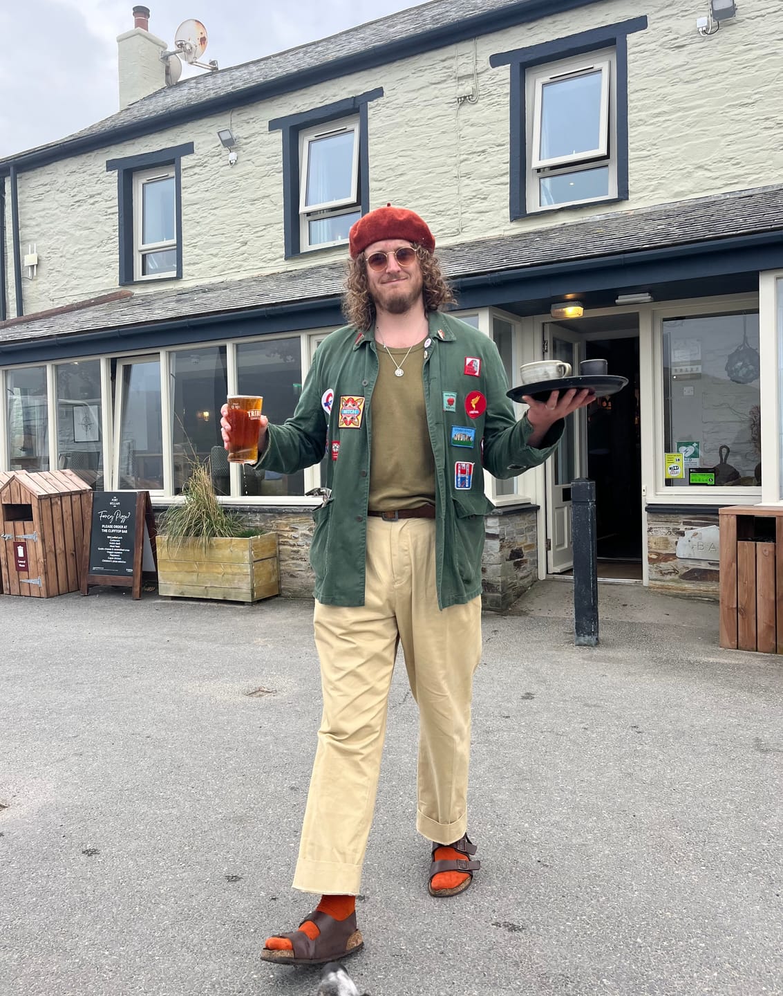 Customer photo review of 1930s IVY Style Double Pleated Chino Trousers - Khaki