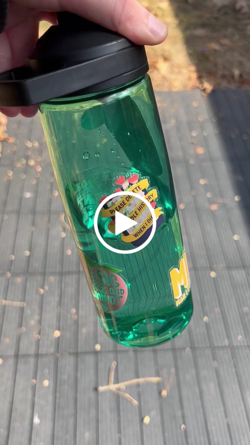 Customer video review of drink water sticker