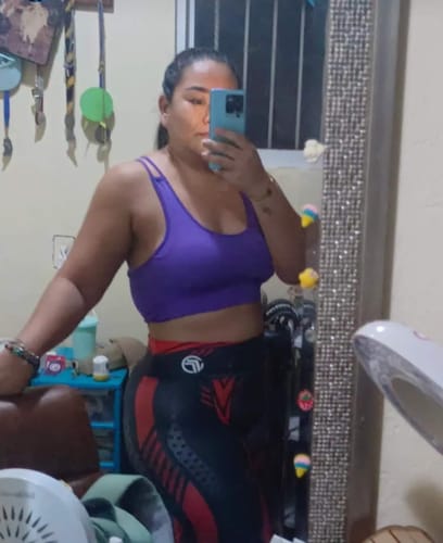 Customer photo review of Leggins Deportivos Mujer Estampado Gris Oscuro/Rojo - TFIT PRO 838