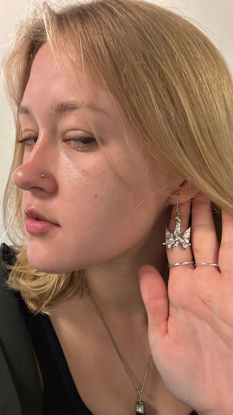 Customer photo review of FALLEN ANGEL EARRING