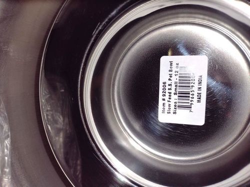 Customer photo review of Slow Feed Stainless Steel Pet Bowl for Dog or Cat