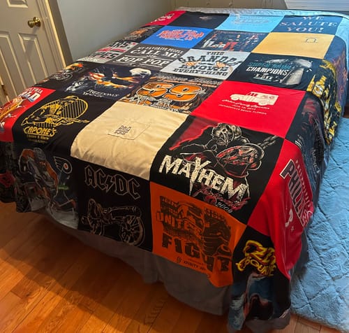 T-shirt quilt featuring pittsburgh pirates, pittsburgh steelers by Elizabeth from PA