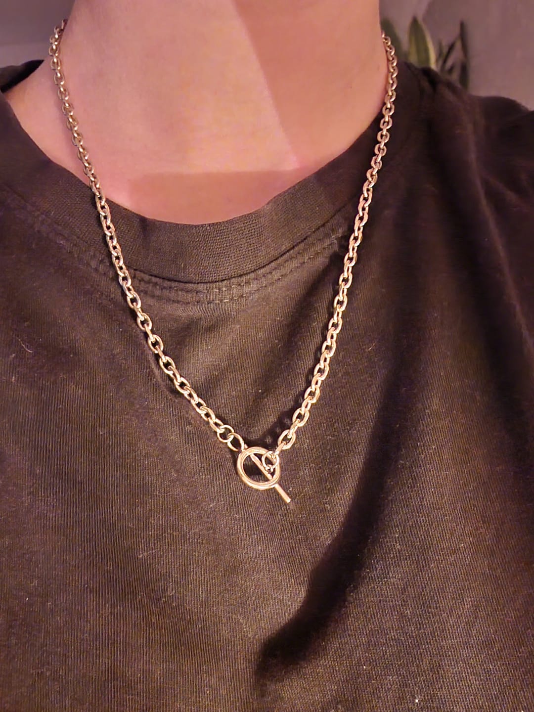 Customer photo review of Cuban T Bar Necklace