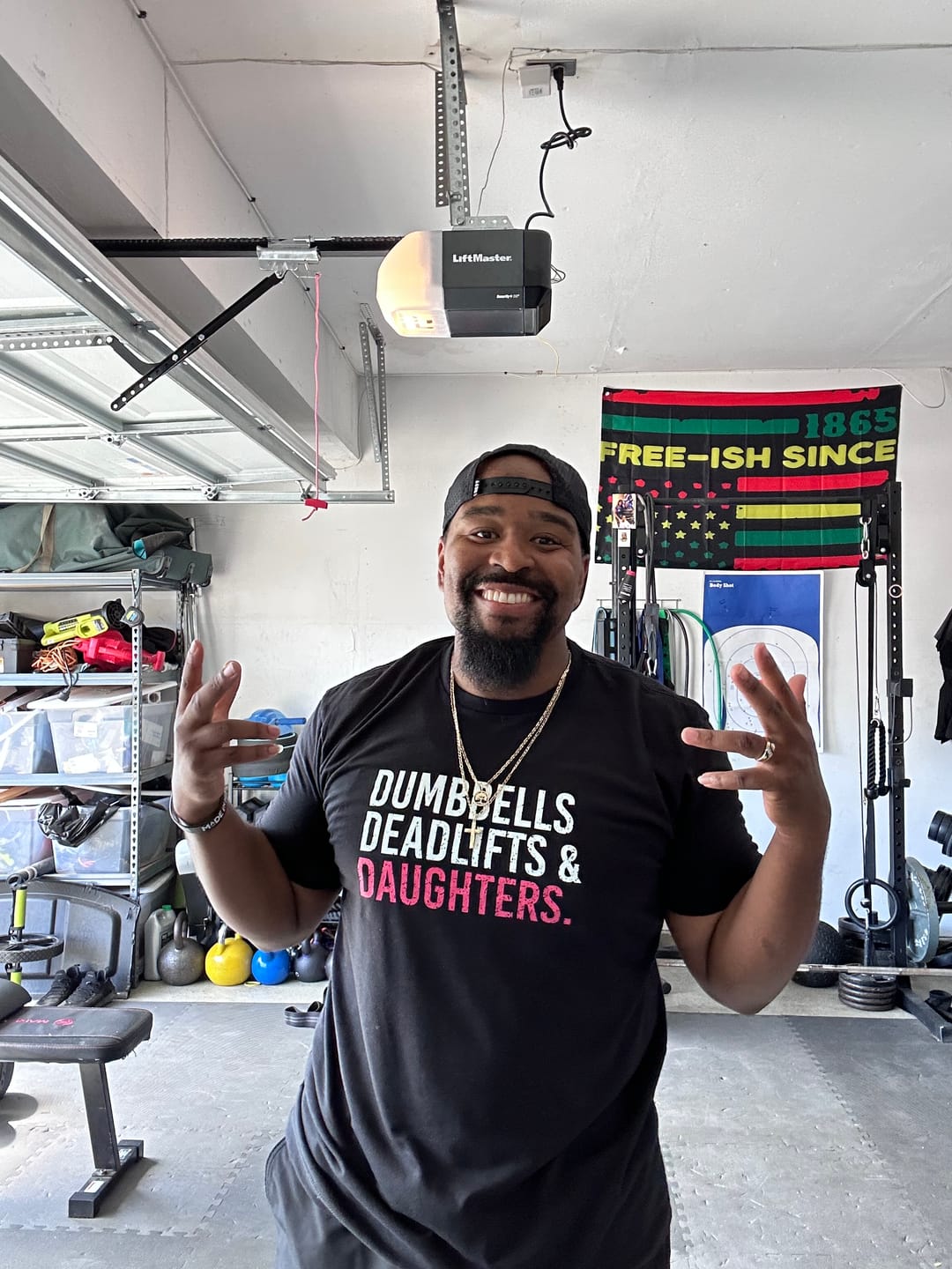 Customer photo review of Dumbbells Deadlifts & Daughters Shirt