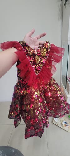 Customer photo review of Baby Girl Prom Gowns Toddler Summer Red Sequin Pageant Princess Party Dress