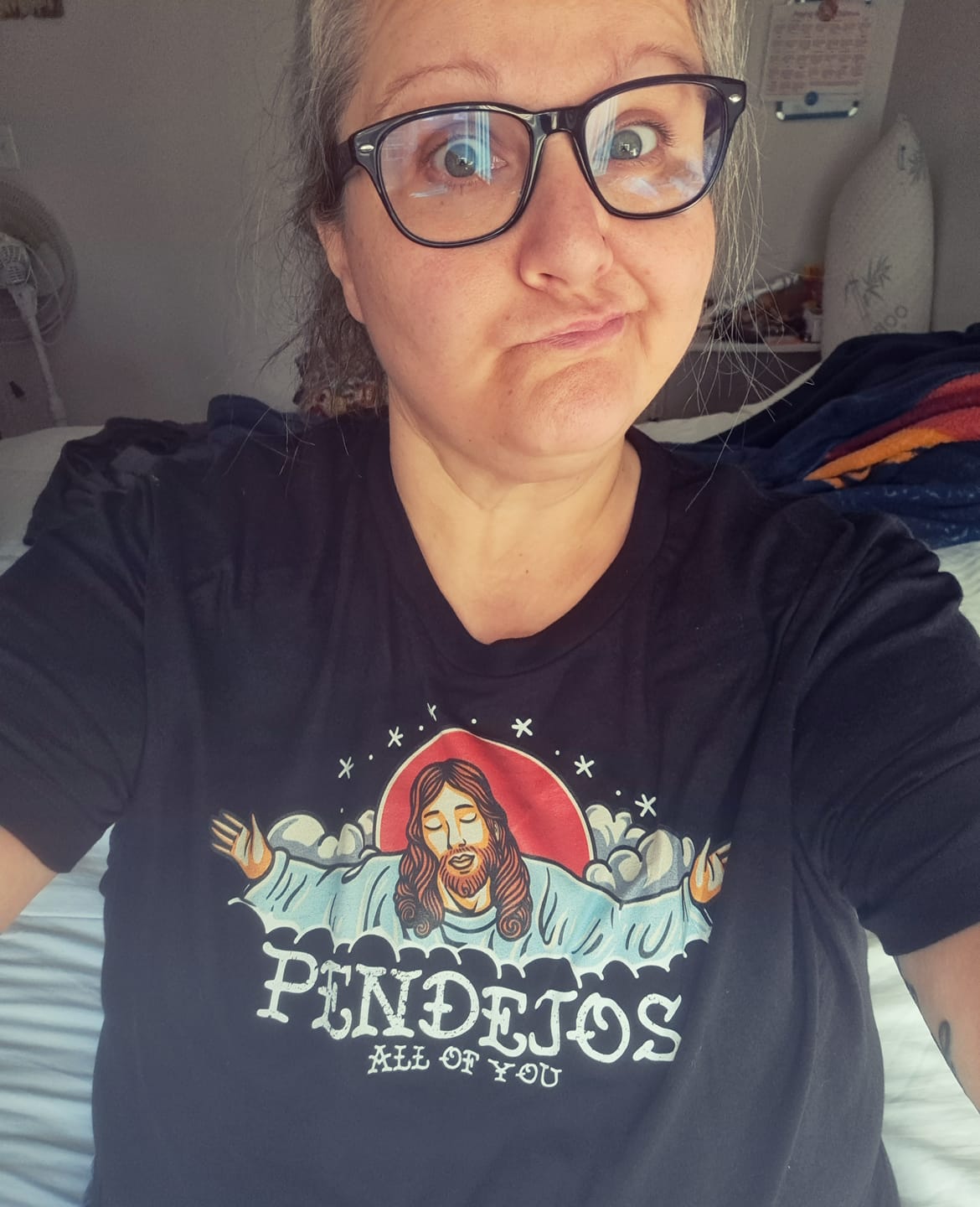 Customer photo review of Premium Pendejos, All Of You Old School OG T-shirt