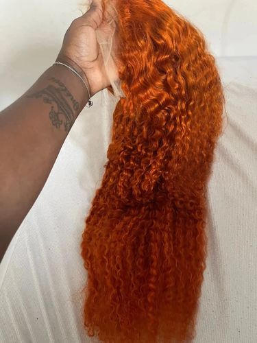 Customer photo review of Hot Girl! Ginger Orange Romantic Wave Lace Frontal Lace Wig