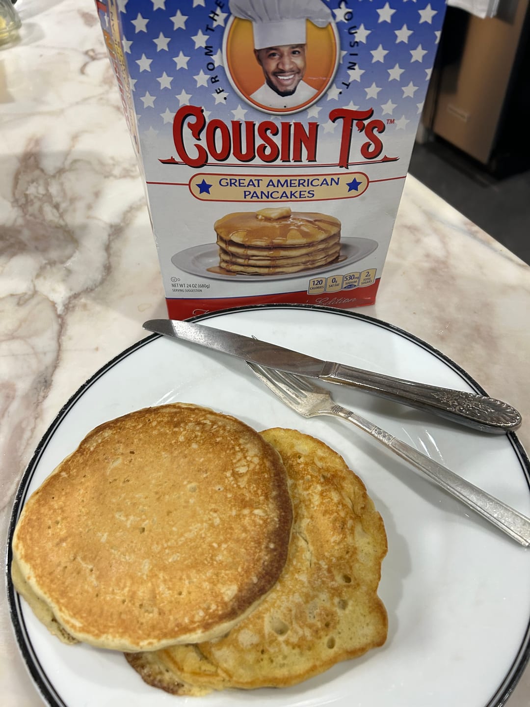 Customer photo review of Cousin T's Chocolate Chip Gourmet Pancake Mix (2 Pack)