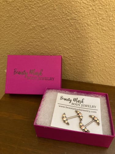 Customer photo review of PAIR Micro Ball Design Titanium Nipple Rings