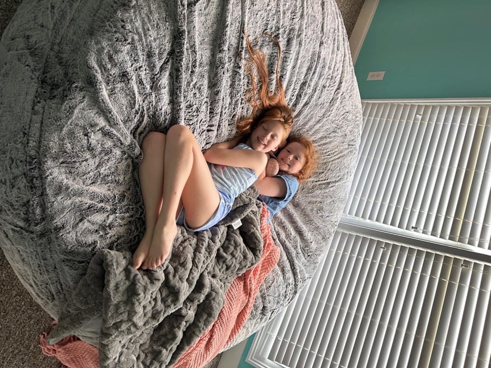 Customer photo review of Giant 7ft Fur Bean Bag ( Beans are included)