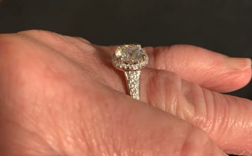 Customer photo review of Halo Moissanite With Accents Engagement Ring