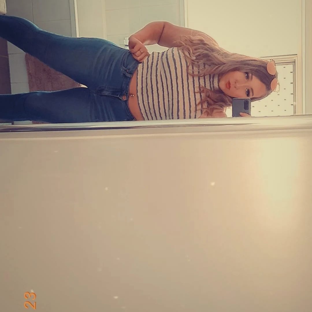 Customer photo review of Impact High Waisted Skinny Jeans - Ocean Blue