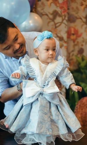 Customer photo review of Baby Girl Princess Dress Girl Blue Long Sleeve Bow Knot Fluffy Formal Dresses