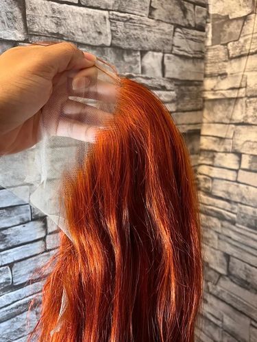 Customer photo review of Ginger Orange Wave Transparent Lace Frontal Lace Wig