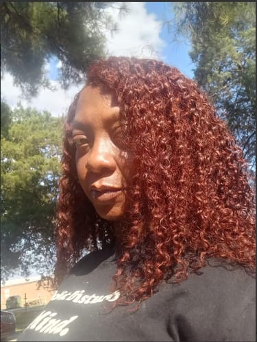 Customer photo review of Luvwin Reddish Brown Wear And Go 13x4 Pre-Cut Lace Jerry Curly Long Human Hair Wigs For Women