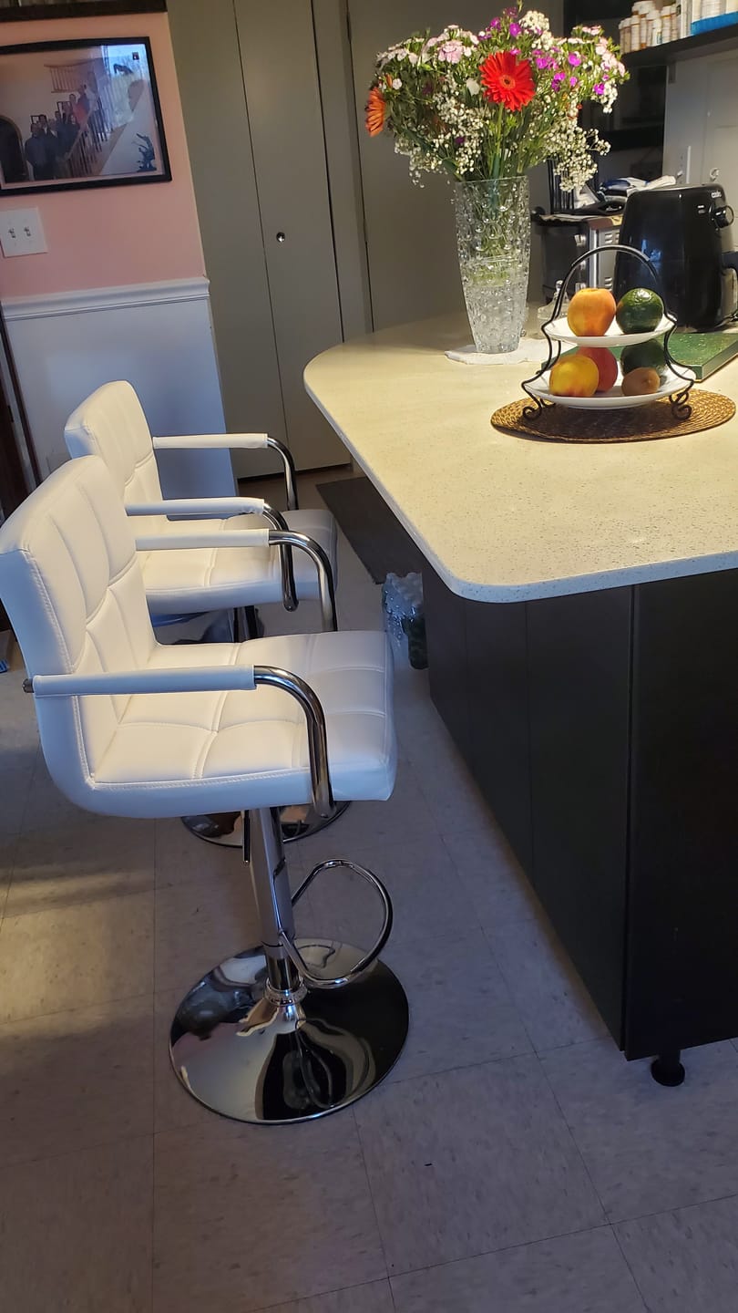 Customer photo review of Adjustable Square Bar Stools with Arm Rest (Set of 2)