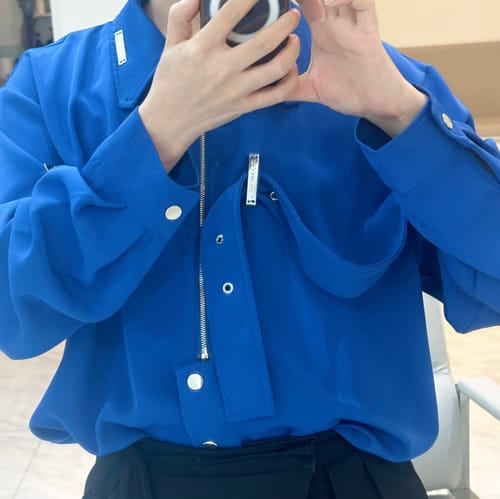 Customer photo review of Buttoned Tie Zipper Shirt