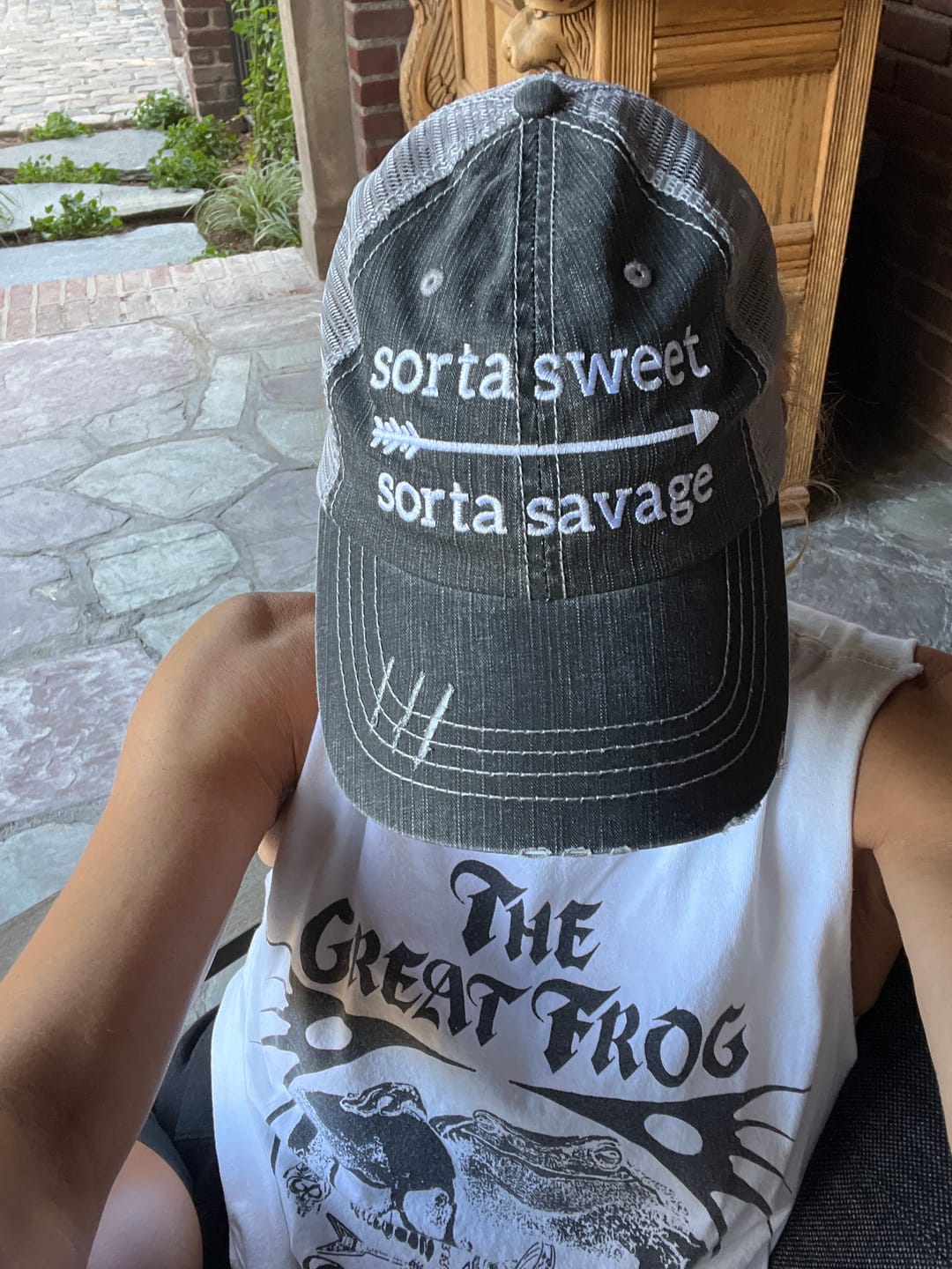 Customer photo review of Sorta Sweet Sorta Savage Trucker Hat