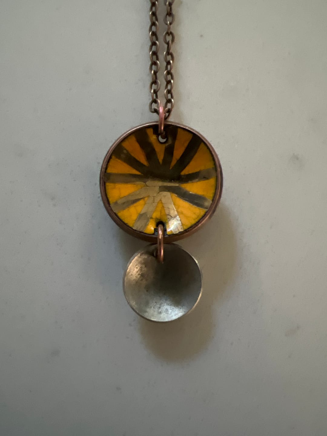 Customer photo review of Enameled + gold charmed penny pendant necklace [ready to ship]