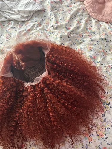 Customer photo review of Ginger Brown Curly 13x4 Transparent Lace Front Wig