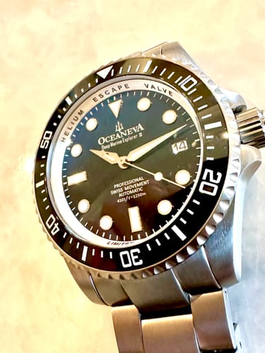 Customer photo review of Oceaneva™ Men's Deep Marine Explorer II1250M Titanium Watch Blue Black