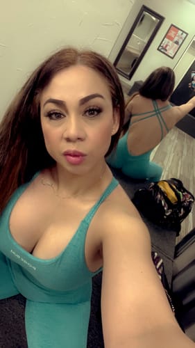 Customer photo review of Heather Aqua Snatching Scrunch Butt Jumpsuit