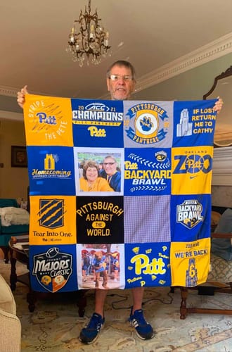 T-shirt quilt featuring university of pittsburgh sports teams by LISA from NC