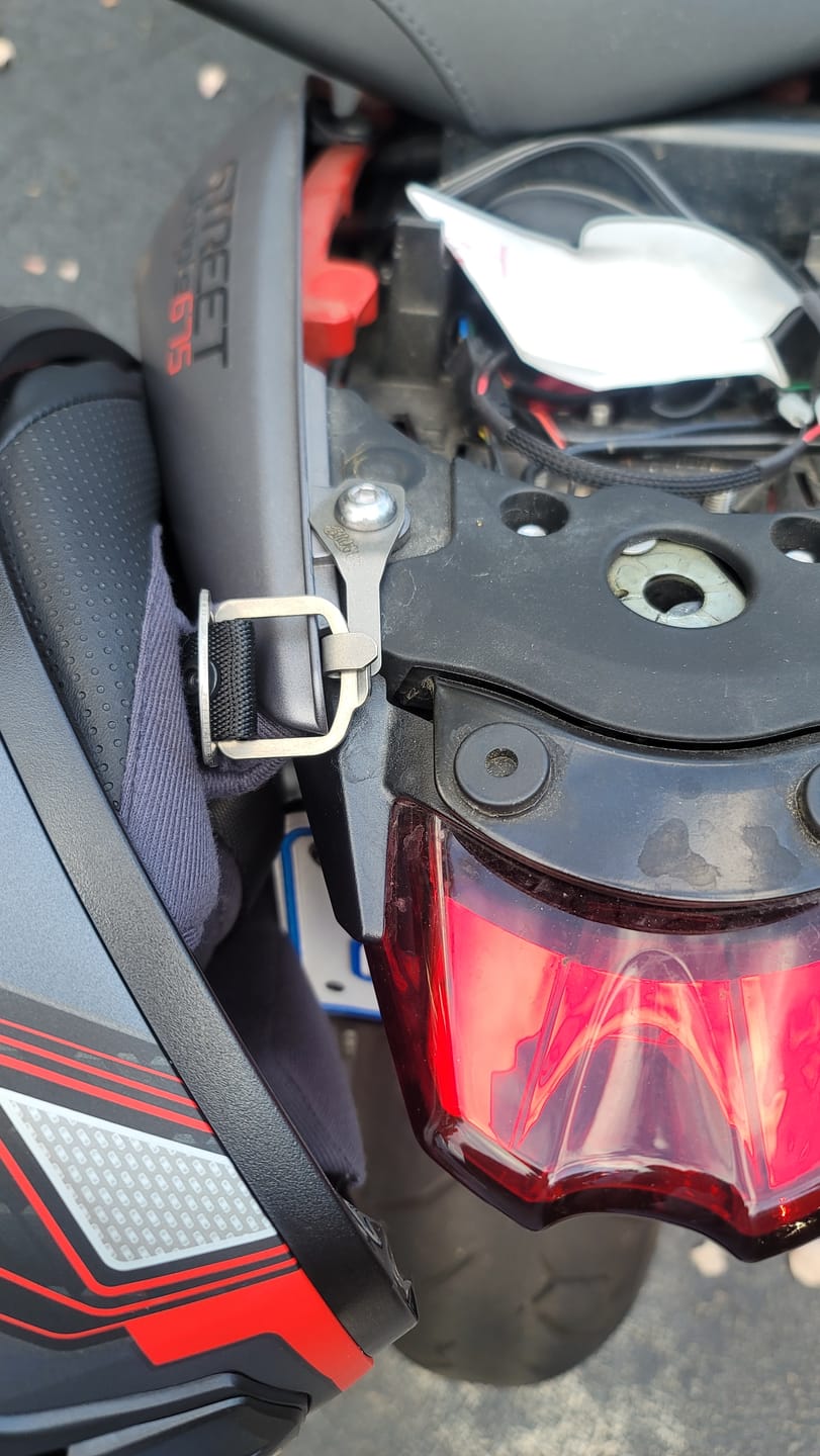 Customer photo review of Triumph Street Triple Helmet Hook (lock)