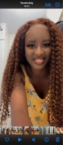 Customer photo review of Ginger Brown Curly 13x4 Transparent Lace Front Wig