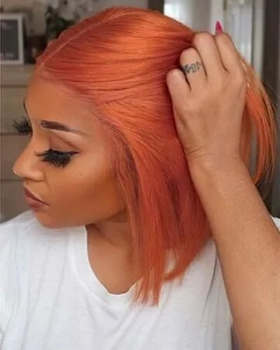 Customer photo review of Ginger Orange Wave Transparent Lace Frontal Lace Wig