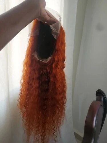 Customer photo review of Hot Girl! Ginger Orange Romantic Wave Lace Frontal Lace Wig