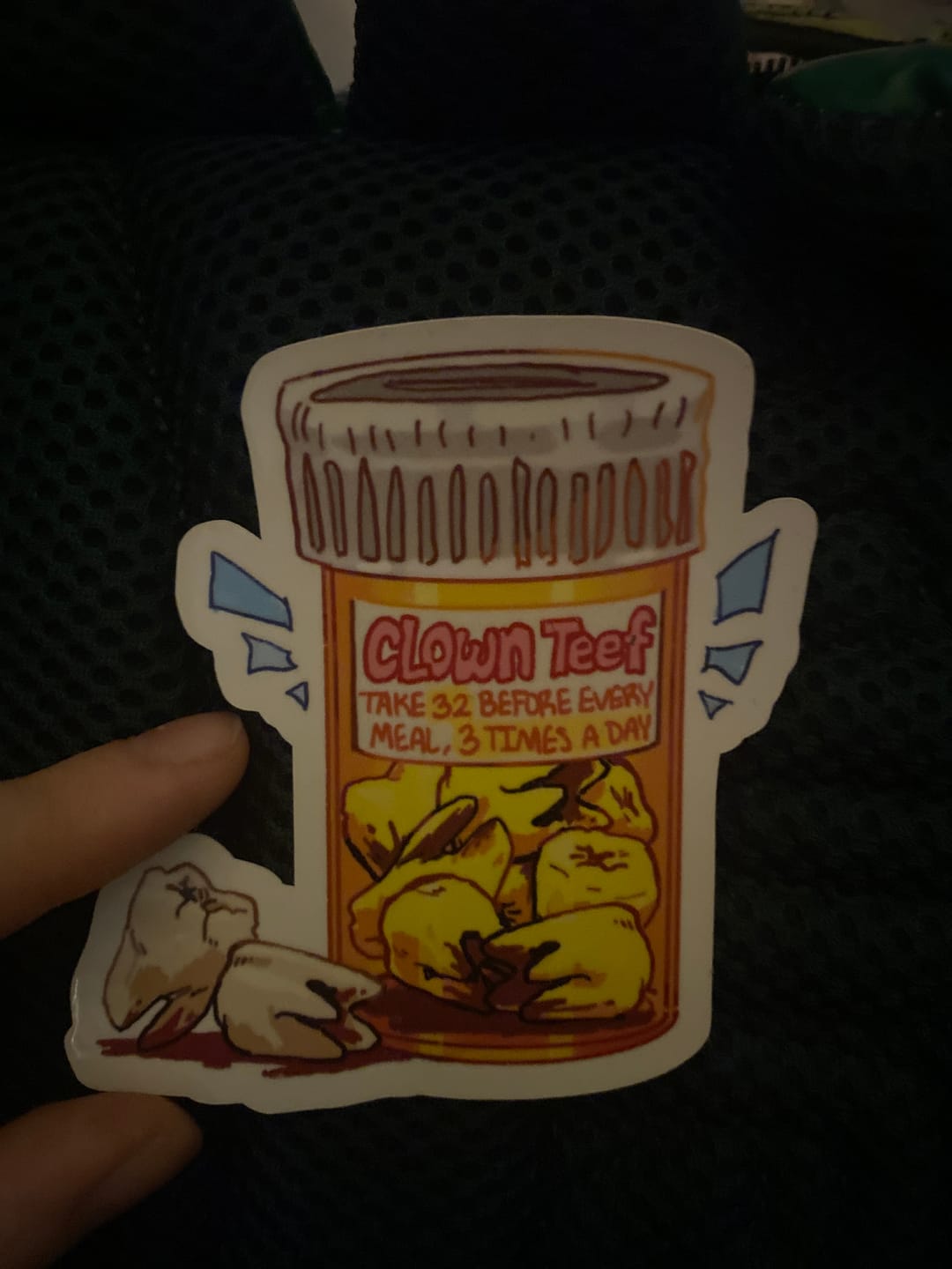Customer photo review of Teeth Pills Stickers!