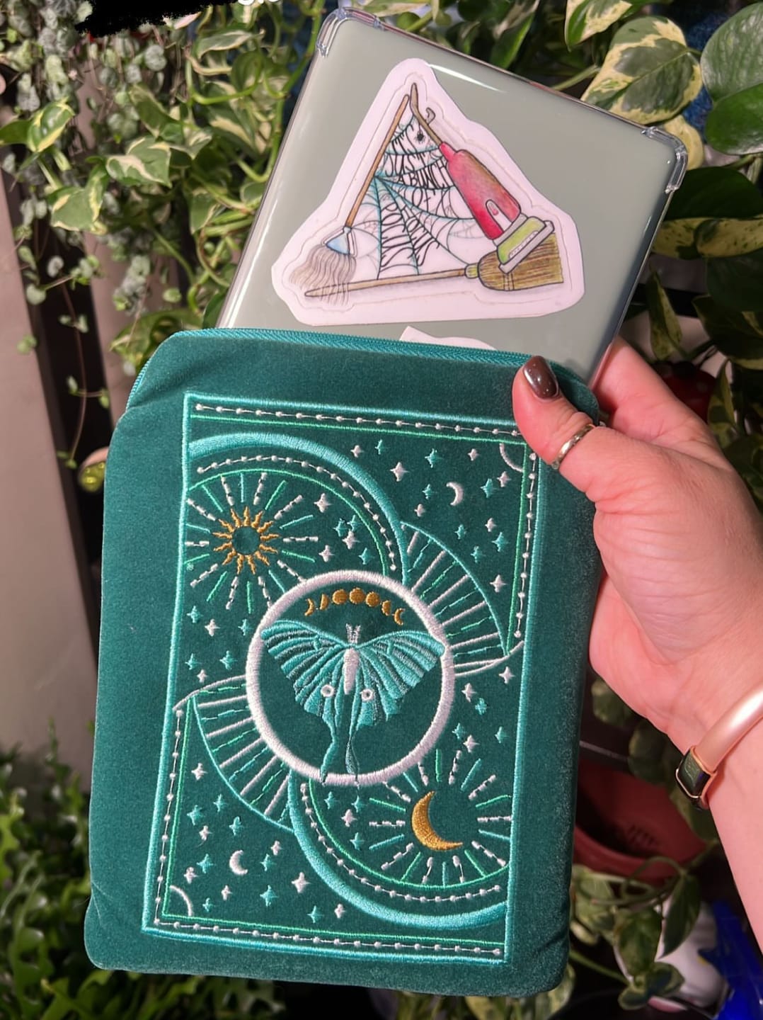 Customer photo review of Luna Moth Kindle & E-Reader Sleeve