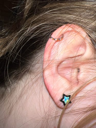 Customer photo review of Titanium Micro Gem Hinged Nose Hoop