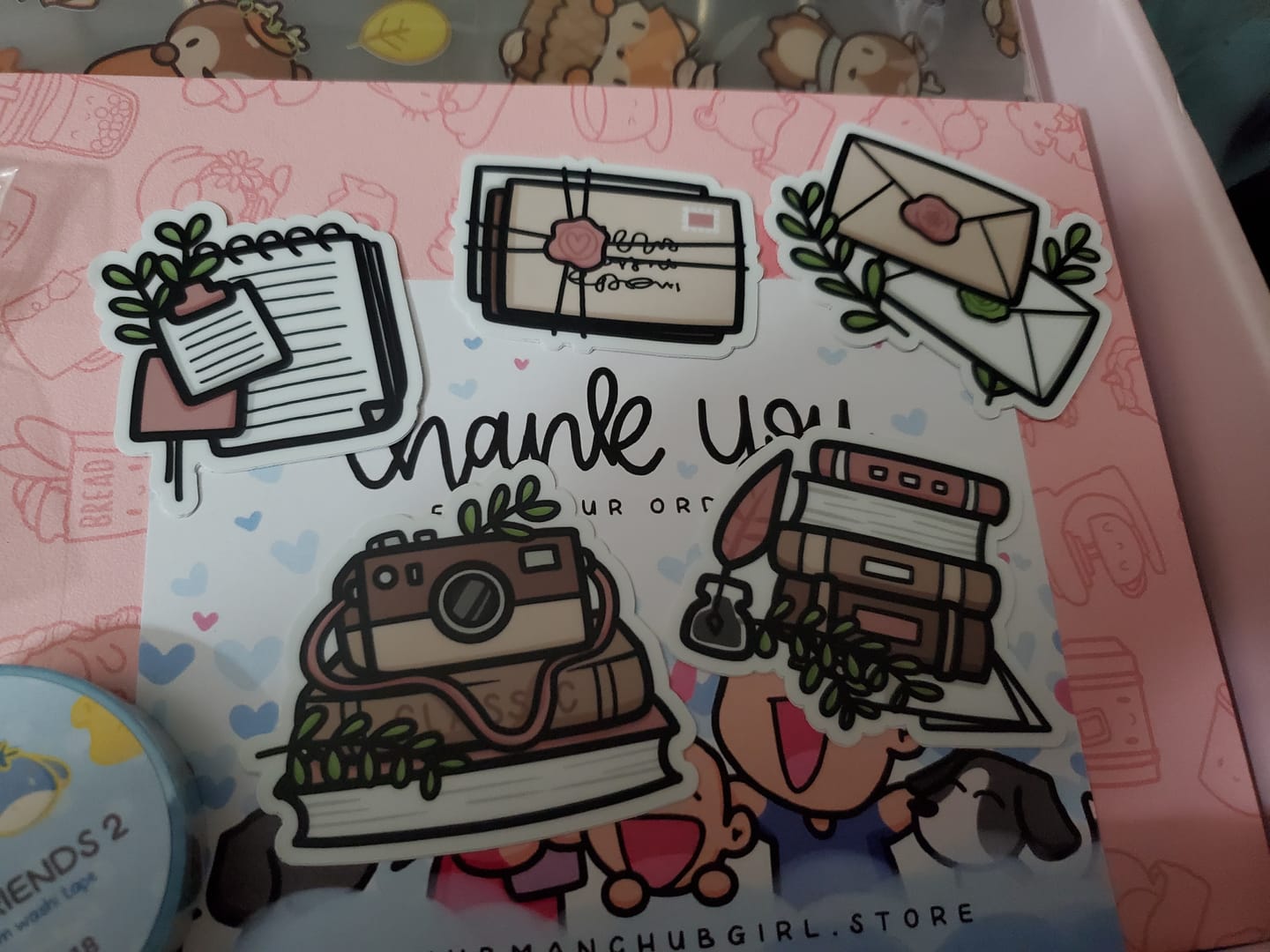 Customer photo review of Vintage Stationery Die Cut Stickers (Set of 5)