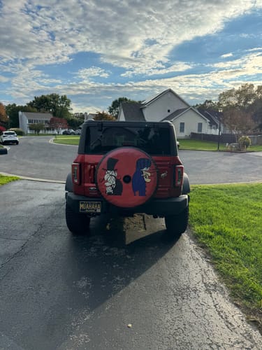 Customer photo review of Custom Spare Tire Cover for Jeep, RV, Bronco Camper, Trailer, & More