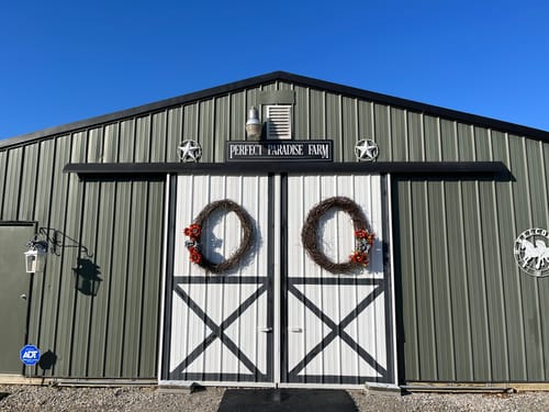 Customer photo review of Large Metal Barn Sign with Family Name